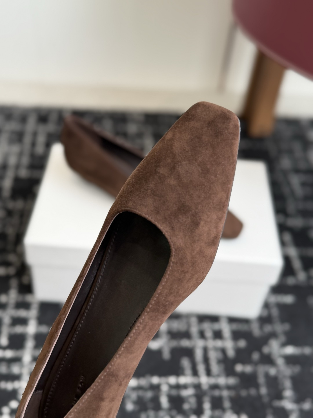 Valentino Brown Suede Square Flats