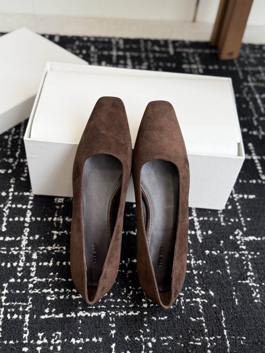 Valentino Brown Suede Square Flats