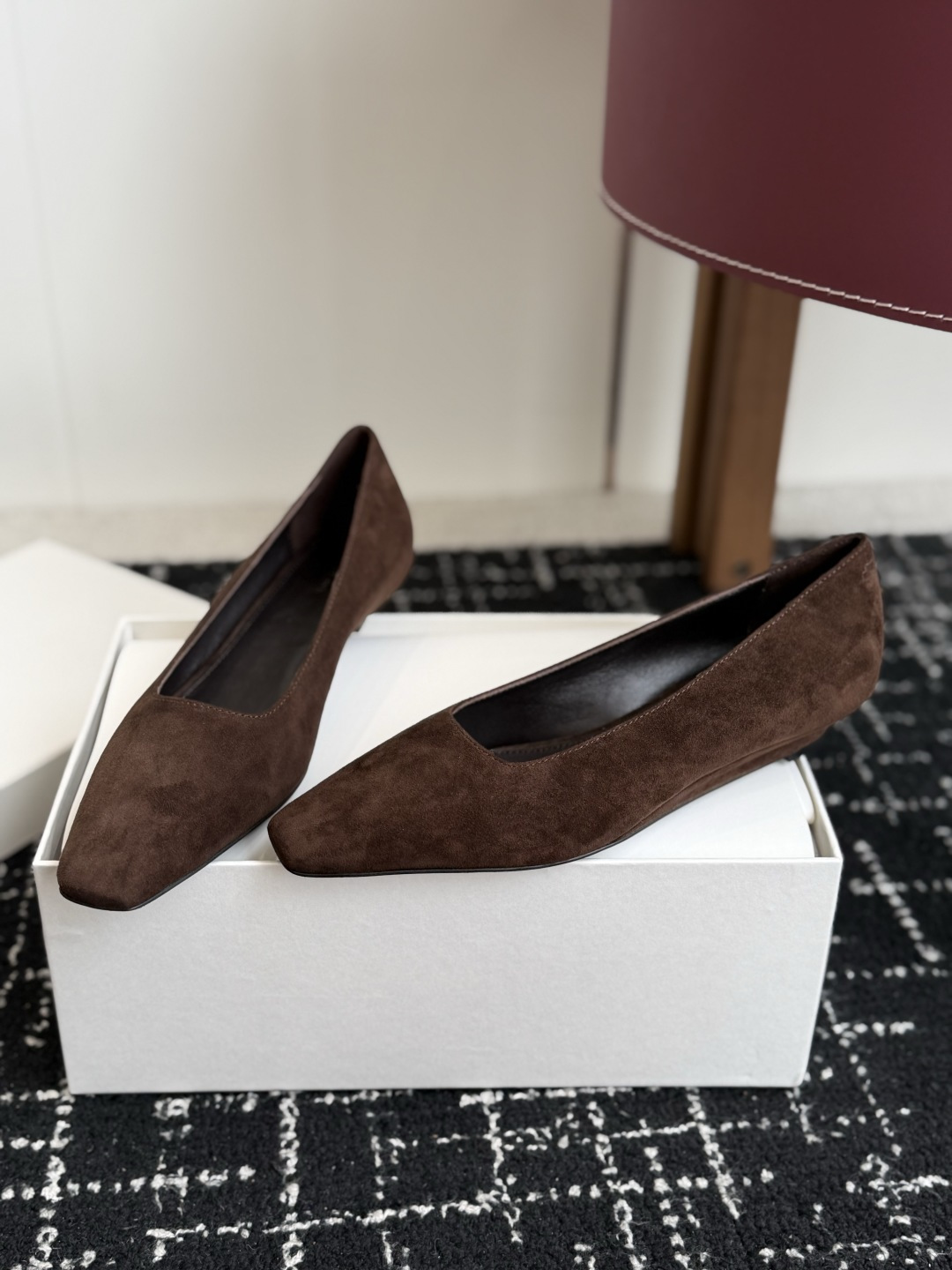Valentino Brown Suede Square Flats