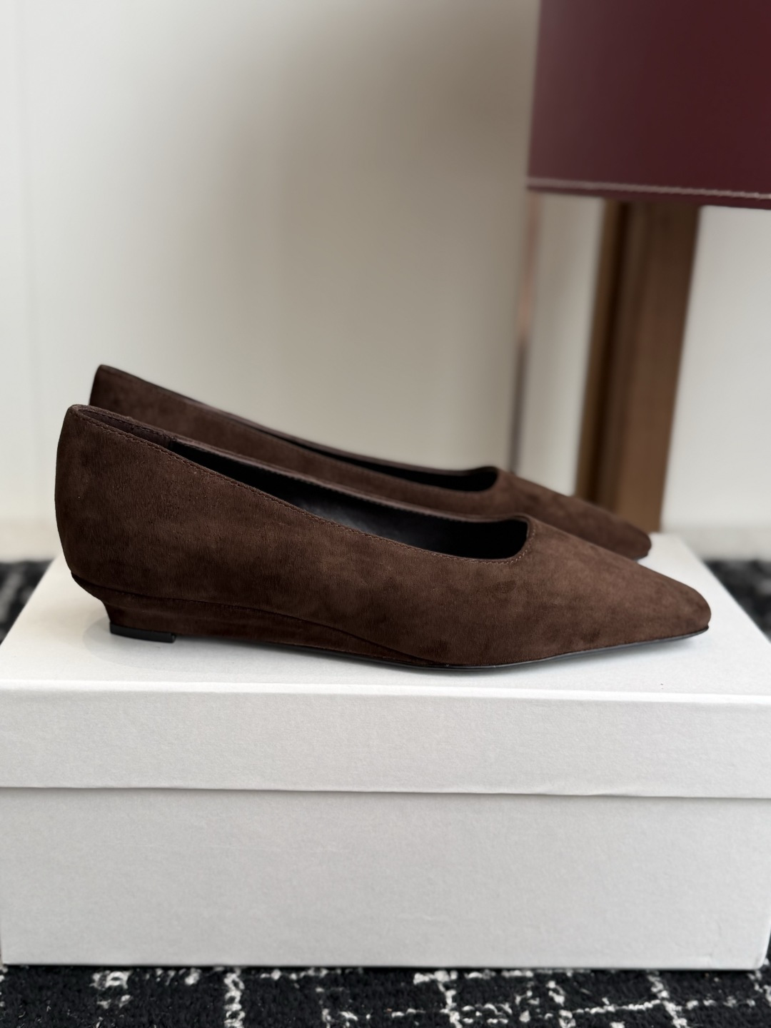 Valentino Brown Suede Square Flats
