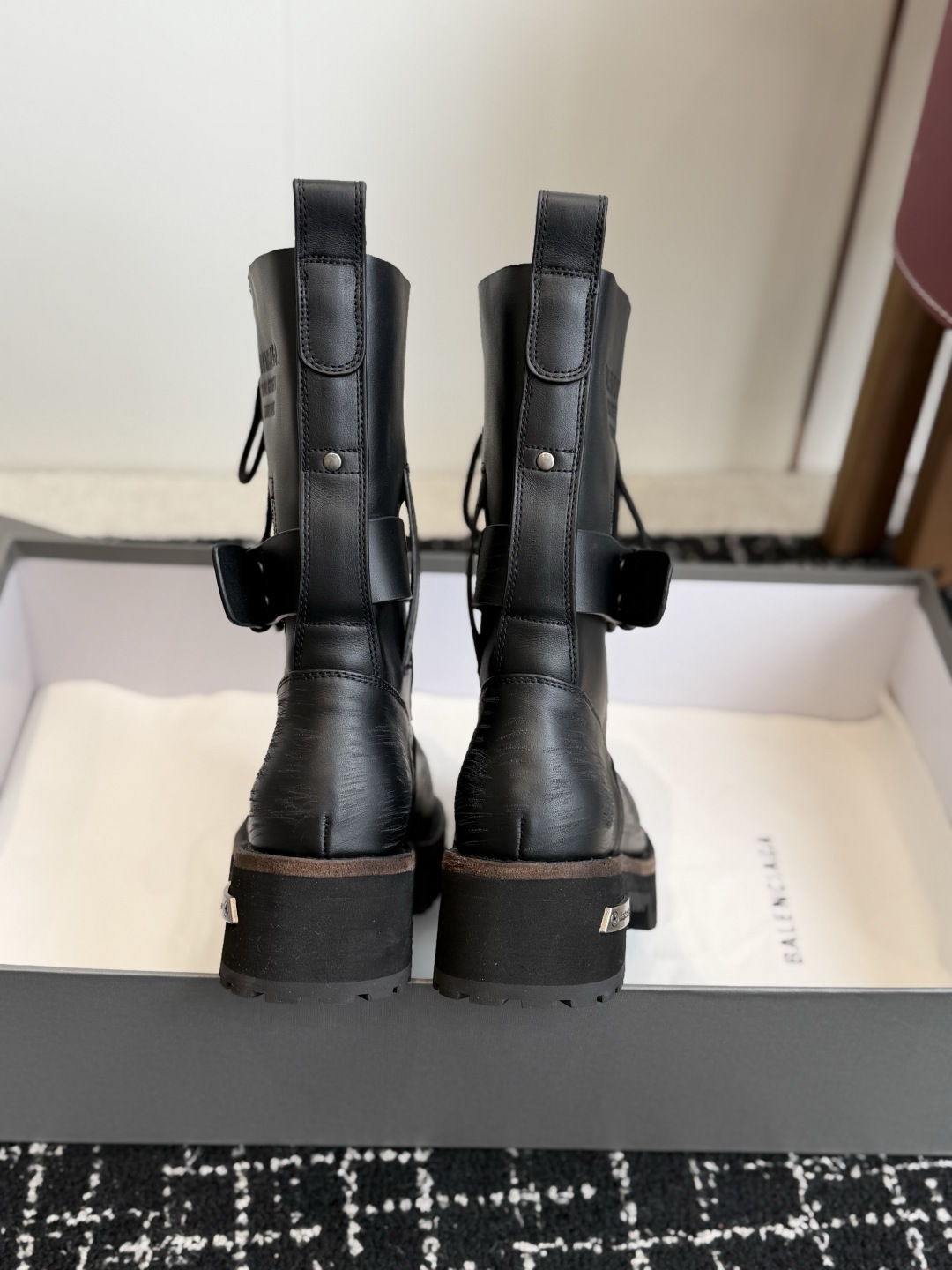 Balenciaga Western Lace-Up Biker Boots