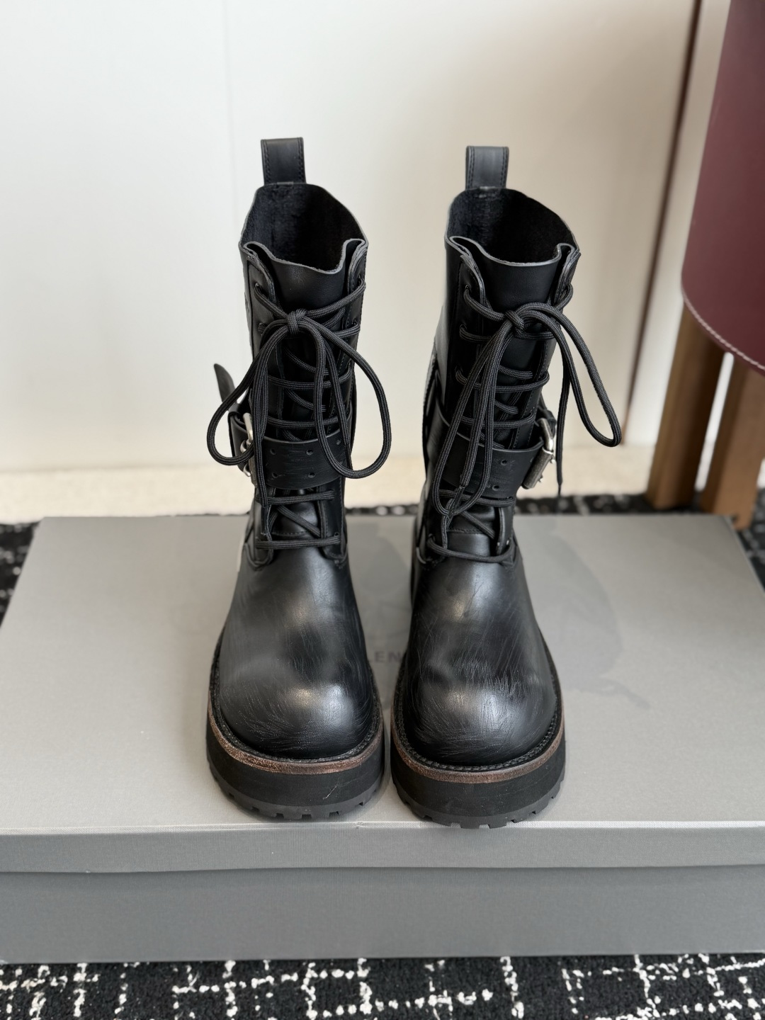 Balenciaga Western Lace-Up Biker Boots