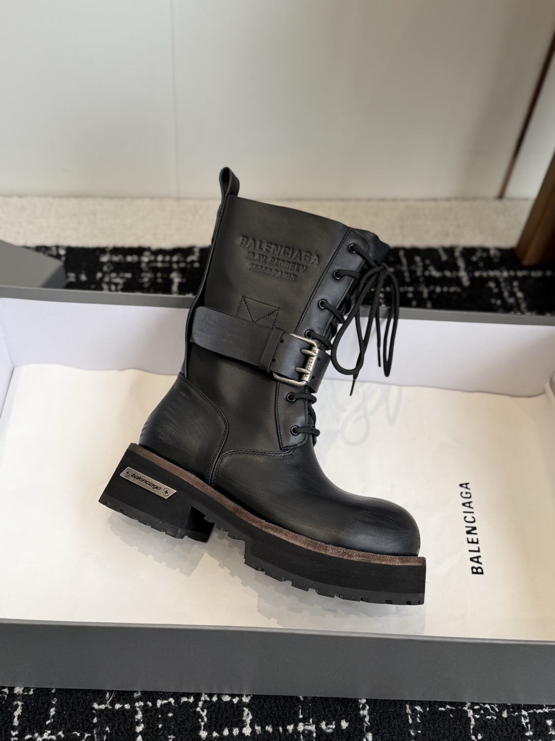 Balenciaga Western Lace-Up Biker Boots
