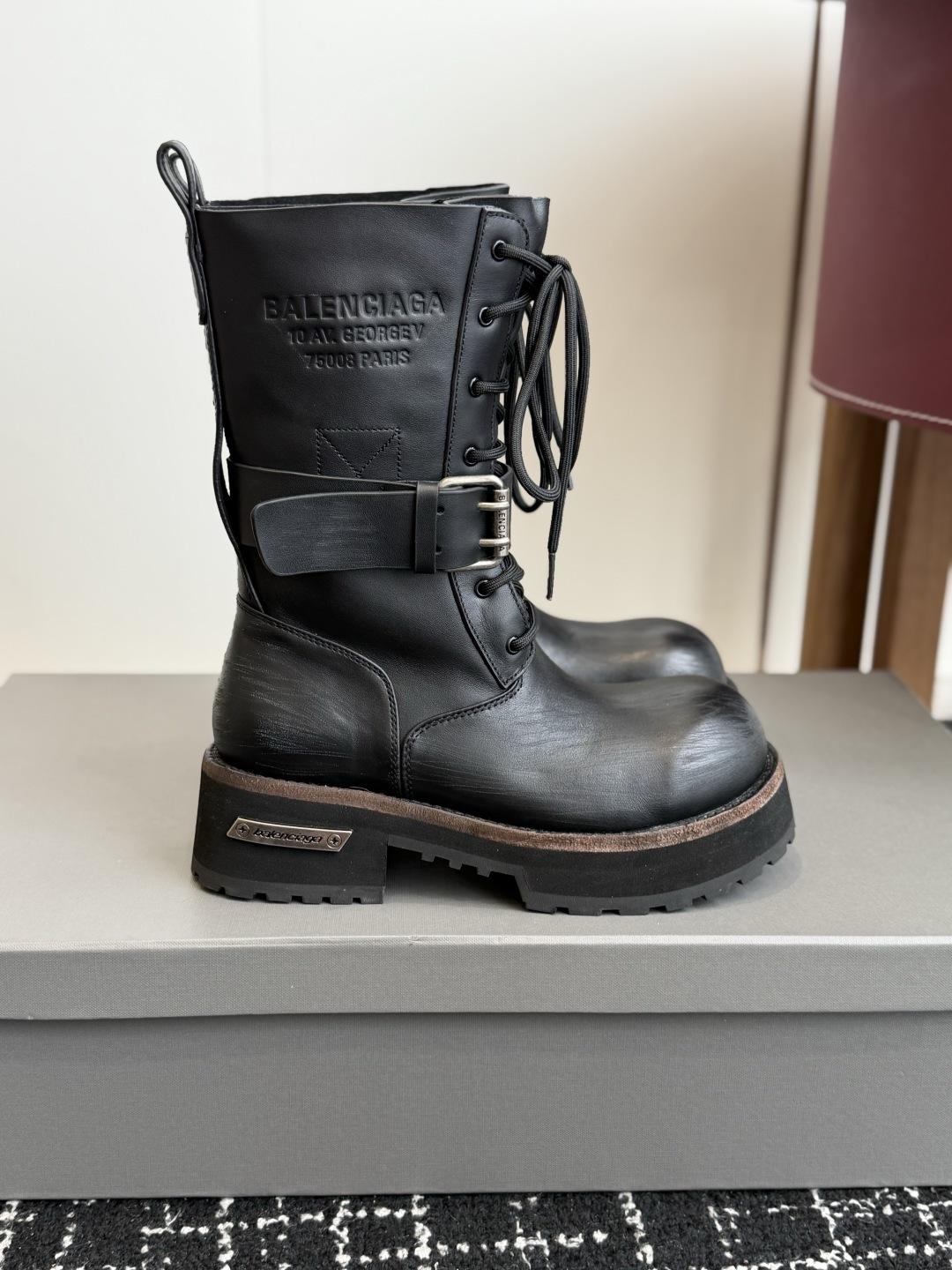 Balenciaga Western Lace-Up Biker Boots