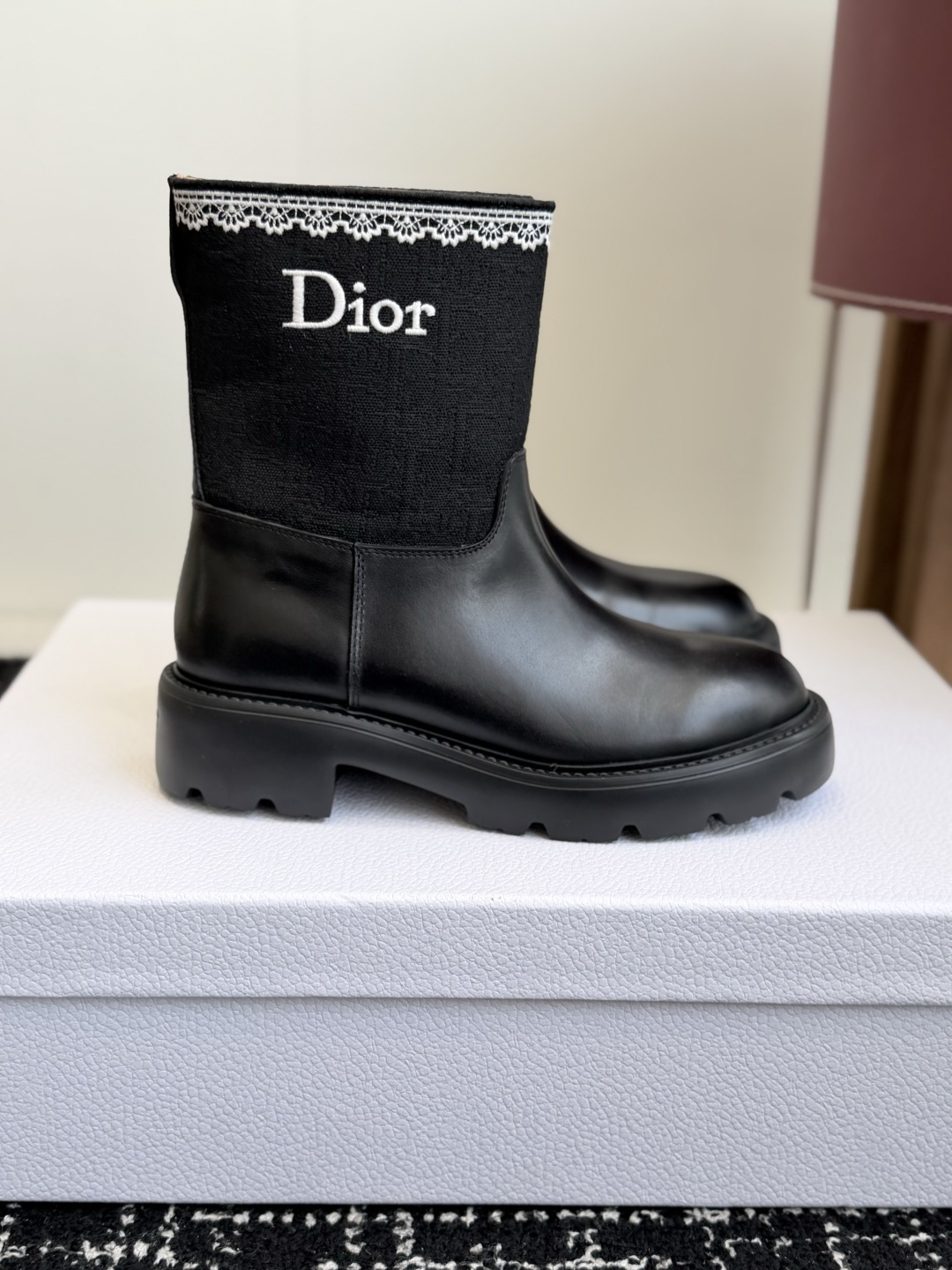 Dior Black Logo Ankle Boots