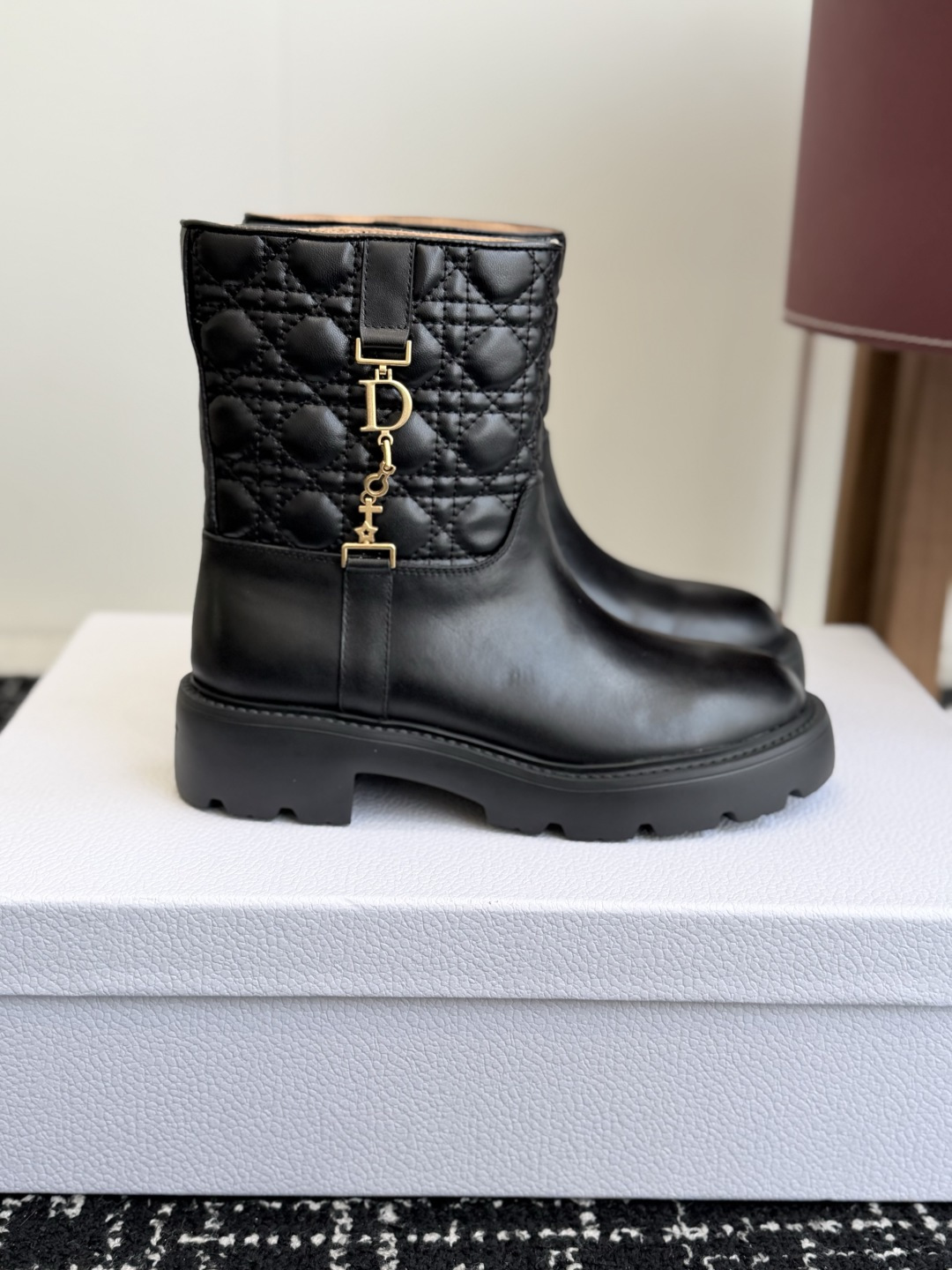 Dior Black Quilted Ankle Boots