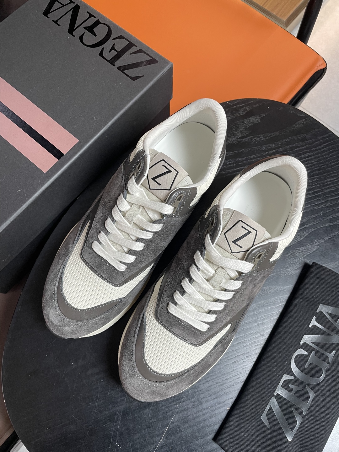 Zegna Men's Triple Stitch Leather Sneakers Gray Fashionable Casual Shoes 3 cmp i1741852177621 9534 0 1