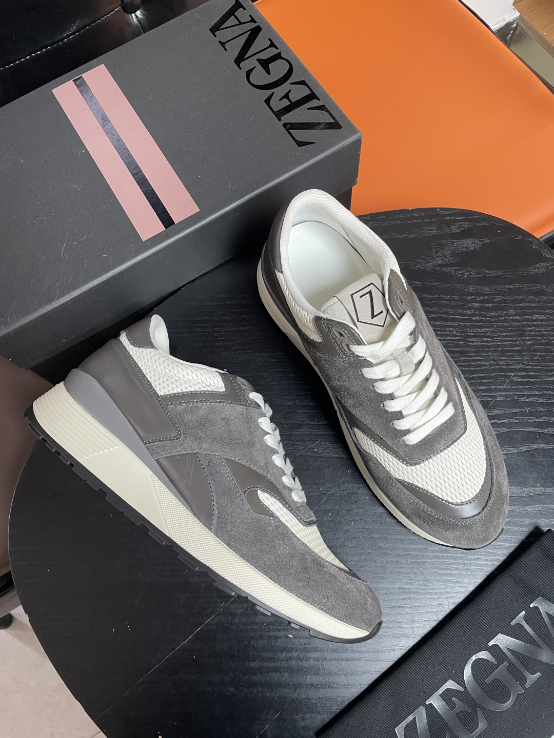 Zegna Men's Triple Stitch Leather Sneakers Gray Fashionable Casual Shoes 9 cmp i1741852190190 8532 0 7