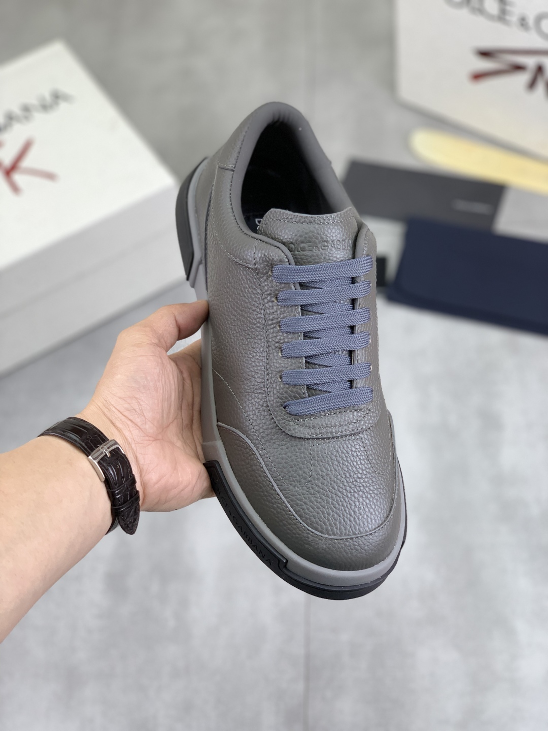 Dolce & Gabbana Men's Gray Leather Sneakers, Sizes 38-44 - Stylish & Comfortable 2 cmp i1741630770894 9016 0 0