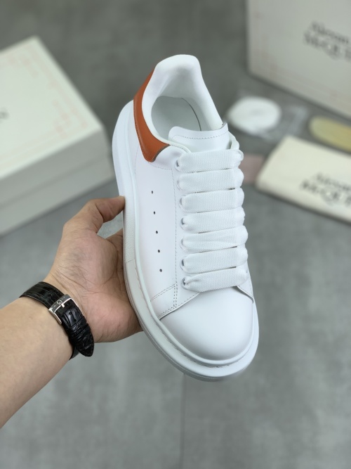 Alexander McQueen White Leather Oversized Sneakers with Brown Heel Detail 12 Alexander McQueen White Leather Oversized Sneakers with Brown Heel Detail