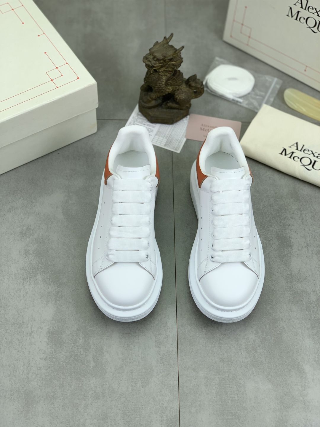 Alexander McQueen White Leather Oversized Sneakers with Brown Heel Detail 3 cmp i1741631016299 6698 0 1