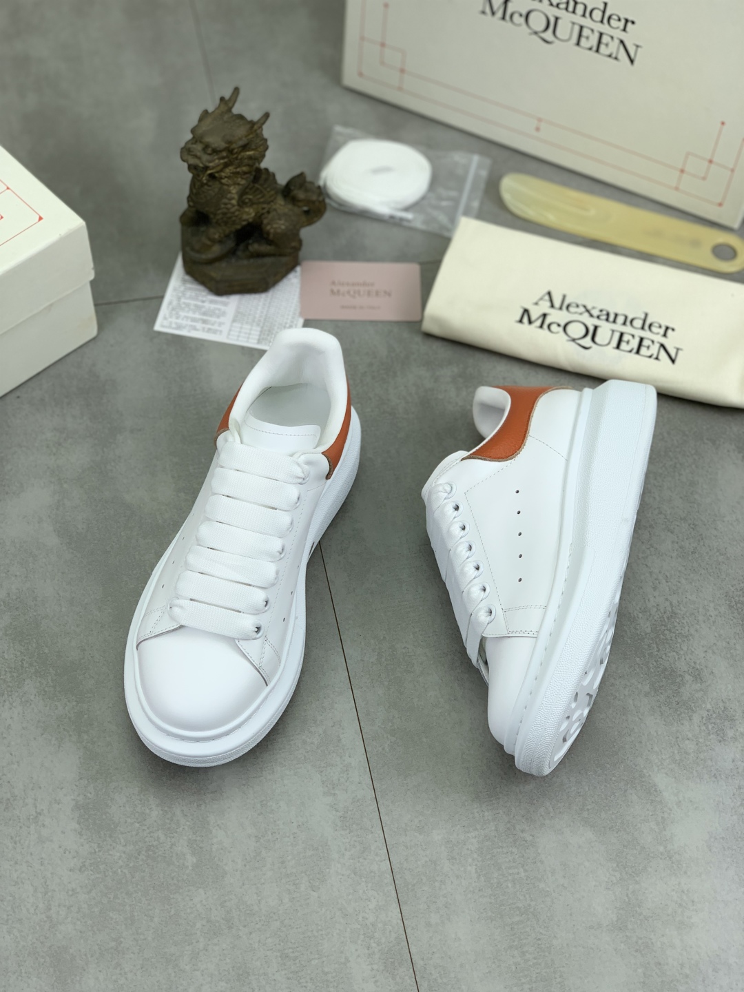 Alexander McQueen White Leather Oversized Sneakers with Brown Heel Detail 4 cmp i1741631022159 4837 0 2