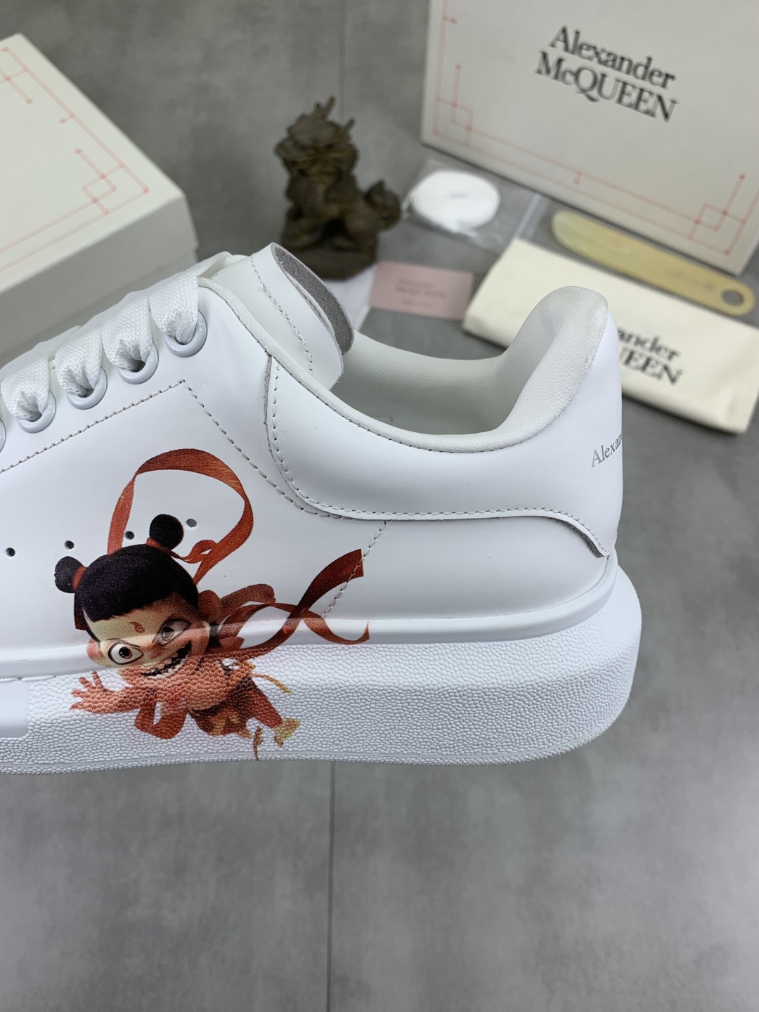 Alexander McQueen White Leather Sneakers With Cartoon Print, Size 35-45 8 cmp i1741631058682 6571 0 6