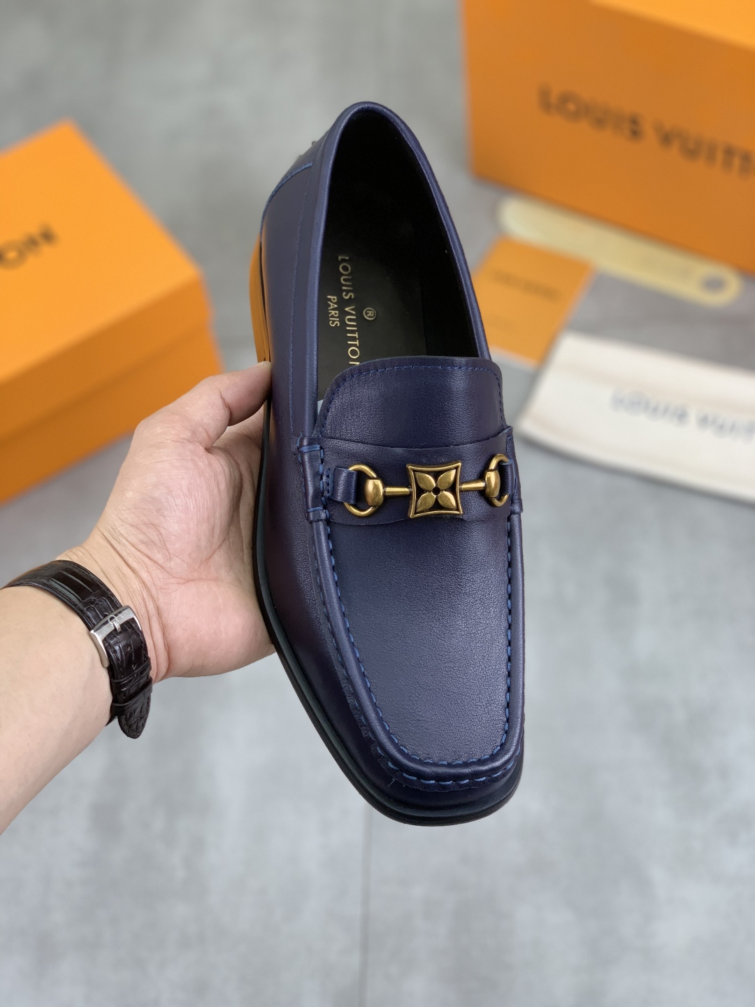 Louis Vuitton Classic Leather Loafers for Men - Blue, Sizes 39-44 Available 2 cmp i1742485907454 4409 0 0