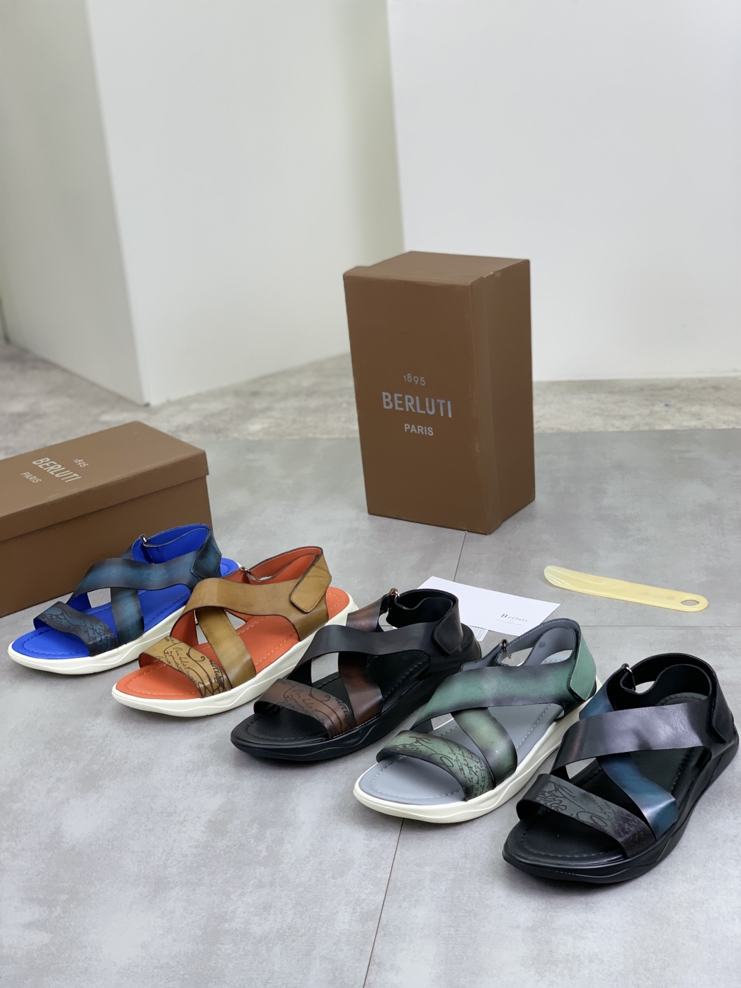 Berluti Men's Leather Sandals,Handmade Italian Leather Slides Size 40-44 11 cmp i1742571430803 4626 0 9