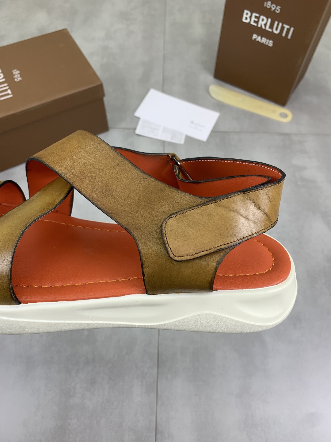 Berluti Men's Leather Sandals,Handmade Italian Leather Slides Size 40-44 8 cmp i1742571434188 1568 0 6