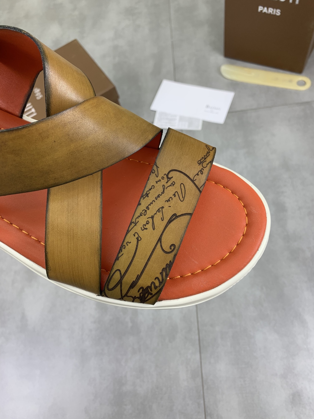 Berluti Men's Leather Sandals,Handmade Italian Leather Slides Size 40-44 6 cmp i1742571434213 6091 0 4