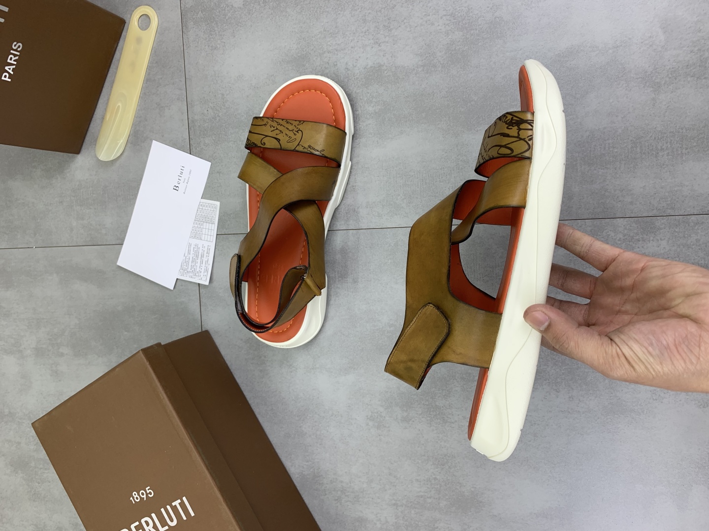 Berluti Men's Leather Sandals,Handmade Italian Leather Slides Size 40-44 7 cmp i1742571441821 116 0 5
