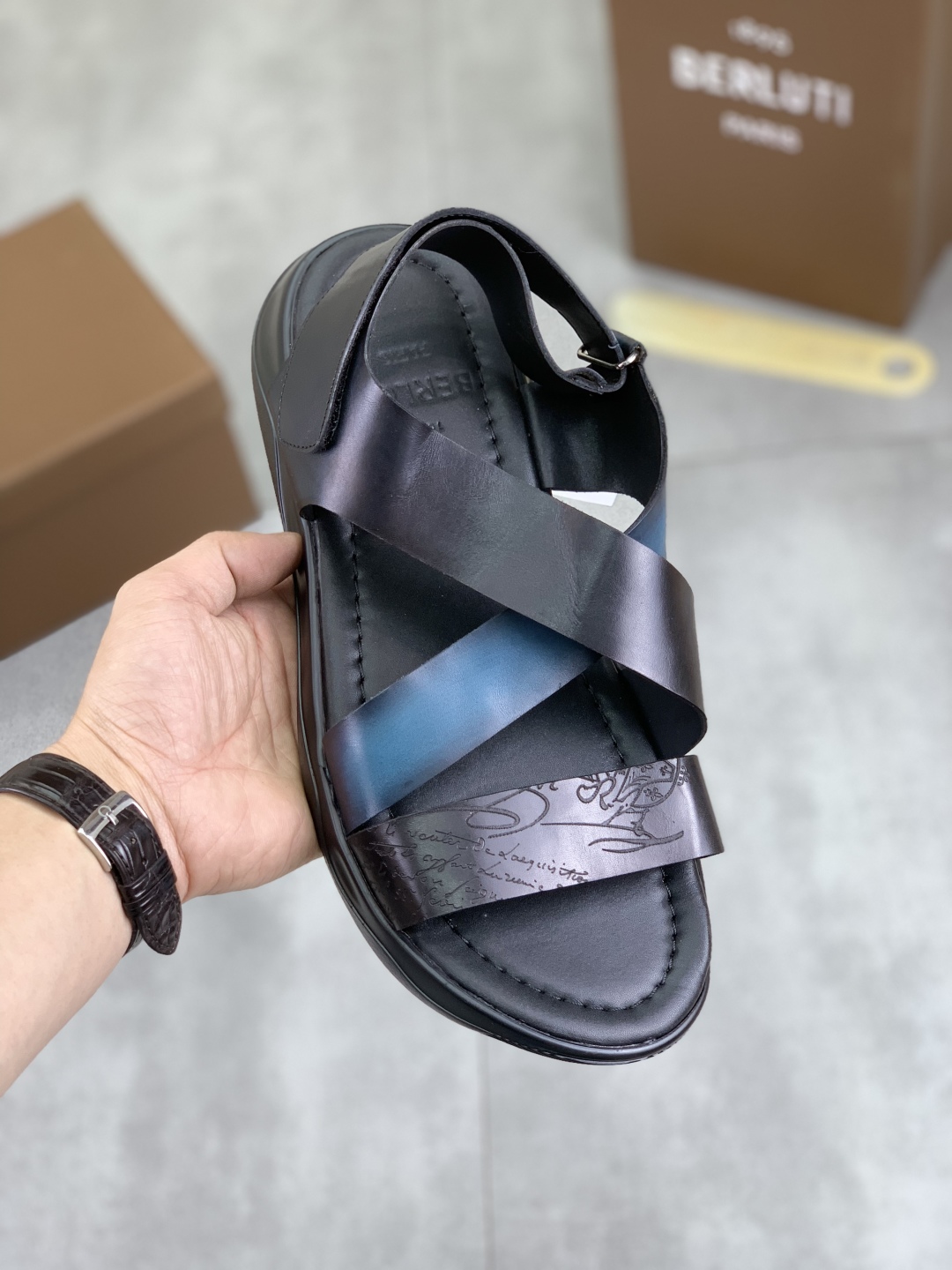 Berluti Italian Luxury Men's Leather Sandals, Handmade, Sizes 40-44 2 cmp i1742571531199 7545 0 0