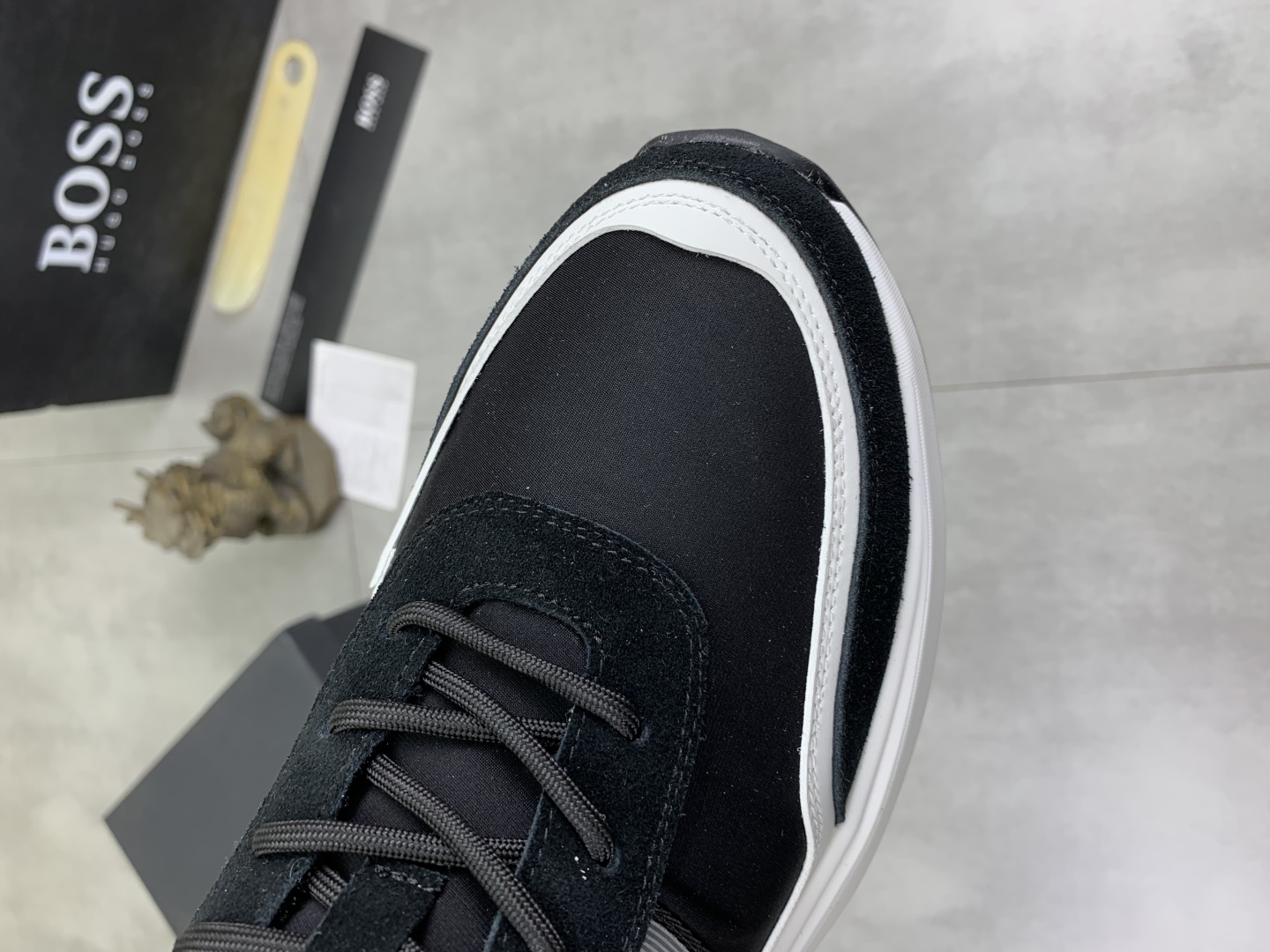BOSS Men's Classic Lace-Up Sneakers in Black Leather and Breathable Fabric 6 cmp i1742656858729 3240 0 4