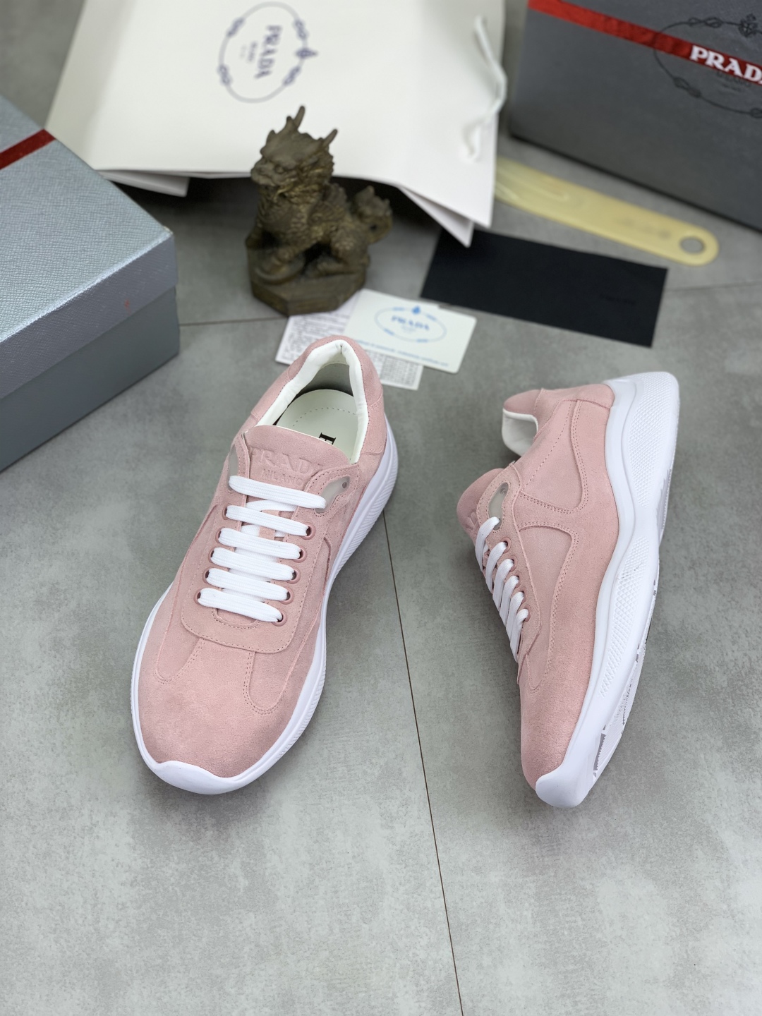Prada Spring Classic Men's Casual Sneakers Suede Leather Pink, Size 38-45 4 cmp i1742657000654 4588 0 2