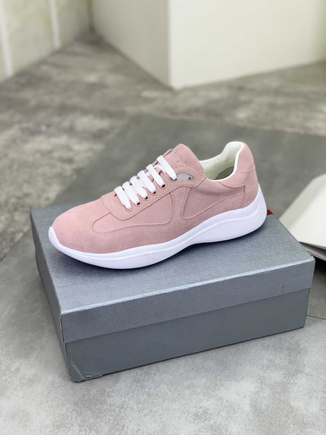 Prada Spring Classic Men's Casual Sneakers Suede Leather Pink, Size 38-45 5 cmp i1742657000654 4950 0 3