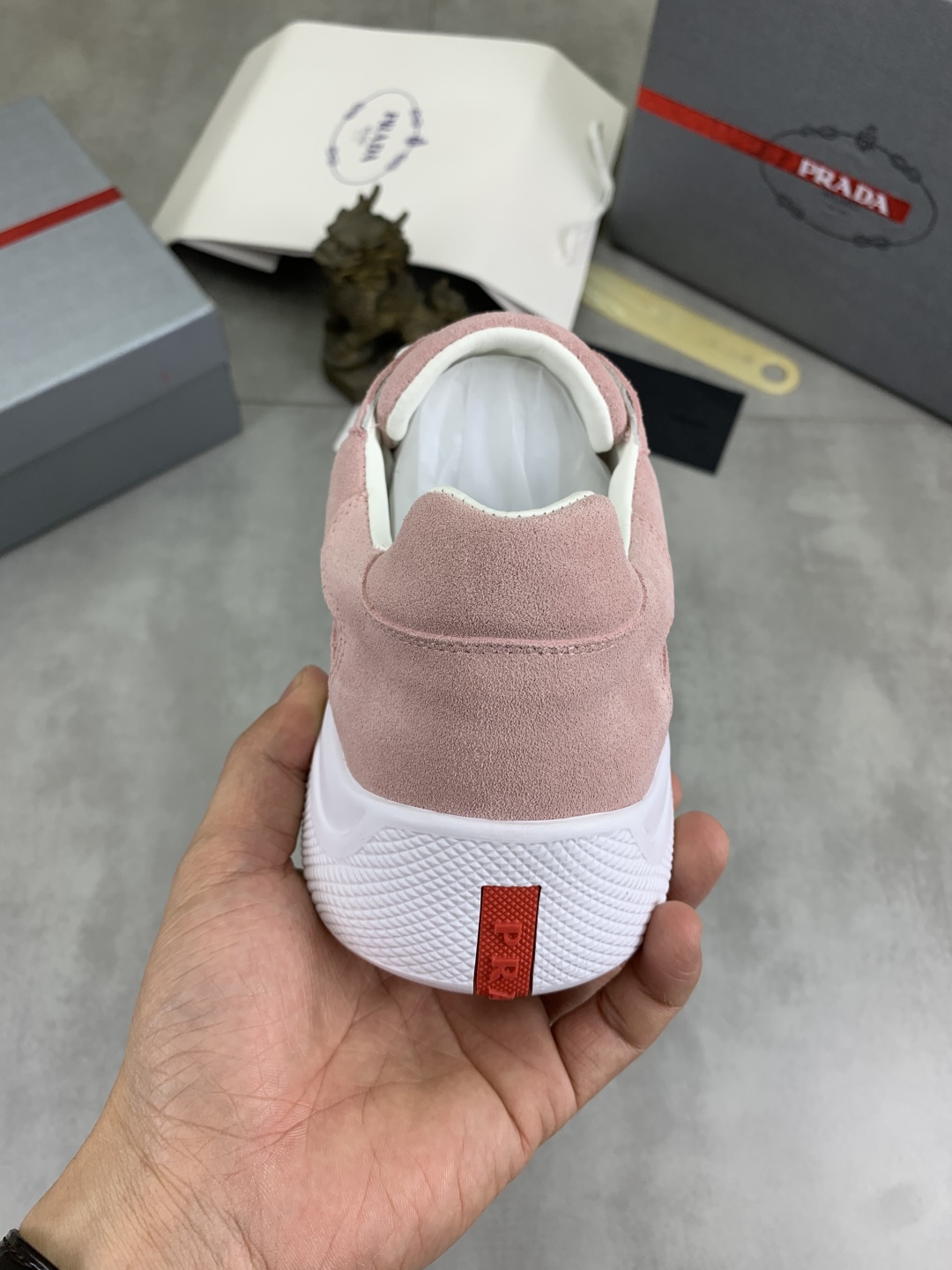 Prada Spring Classic Men's Casual Sneakers Suede Leather Pink, Size 38-45 9 cmp i1742657002162 7841 0 7