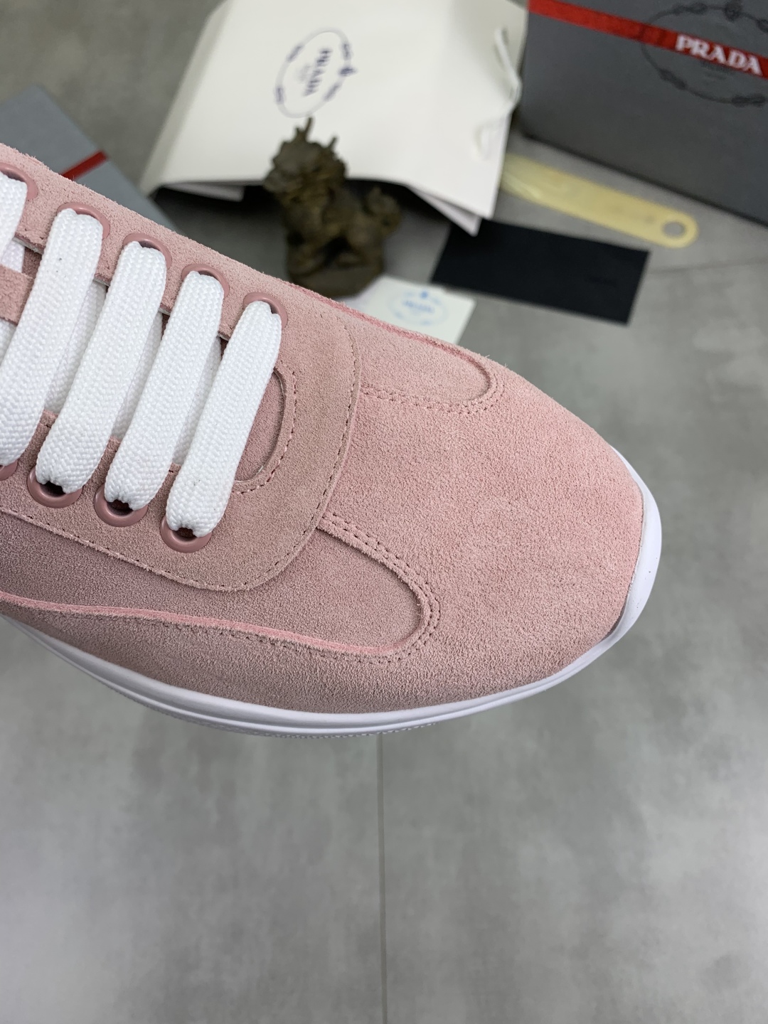 Prada Spring Classic Men's Casual Sneakers Suede Leather Pink, Size 38-45 6 cmp i1742657002258 9302 0 4