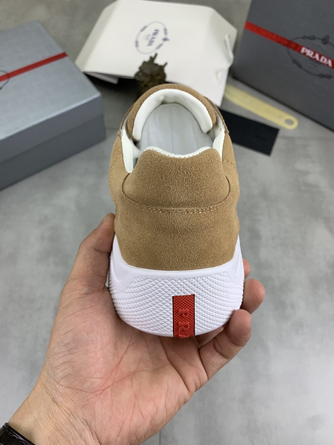 Prada Men's Suede Leather Lace-Up Sneakers in Tan - Italian Craftsmanship 9 cmp i1742657020104 9984 0 7