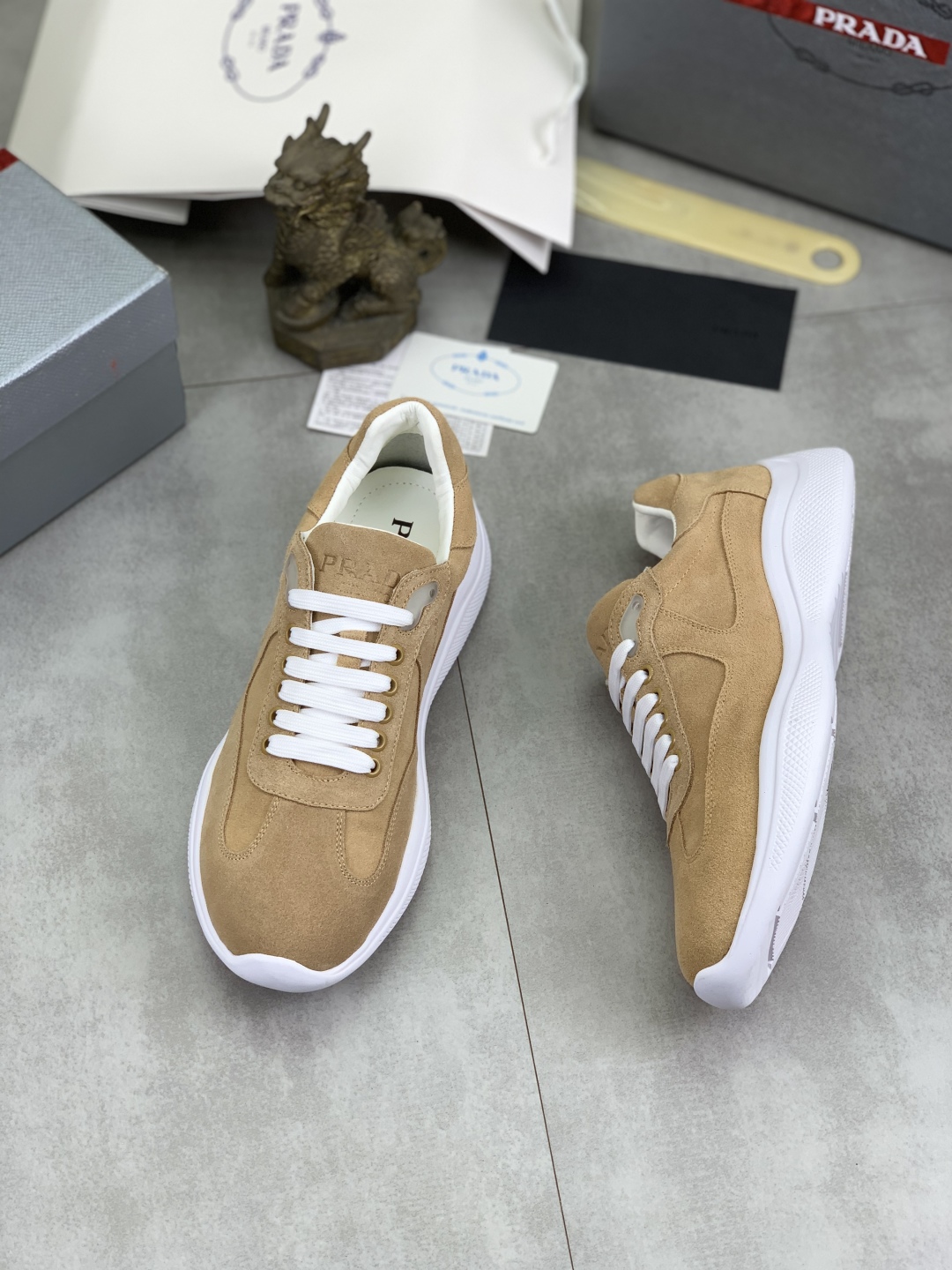 Prada Men's Suede Leather Lace-Up Sneakers in Tan - Italian Craftsmanship 4 cmp i1742657025427 5268 0 2