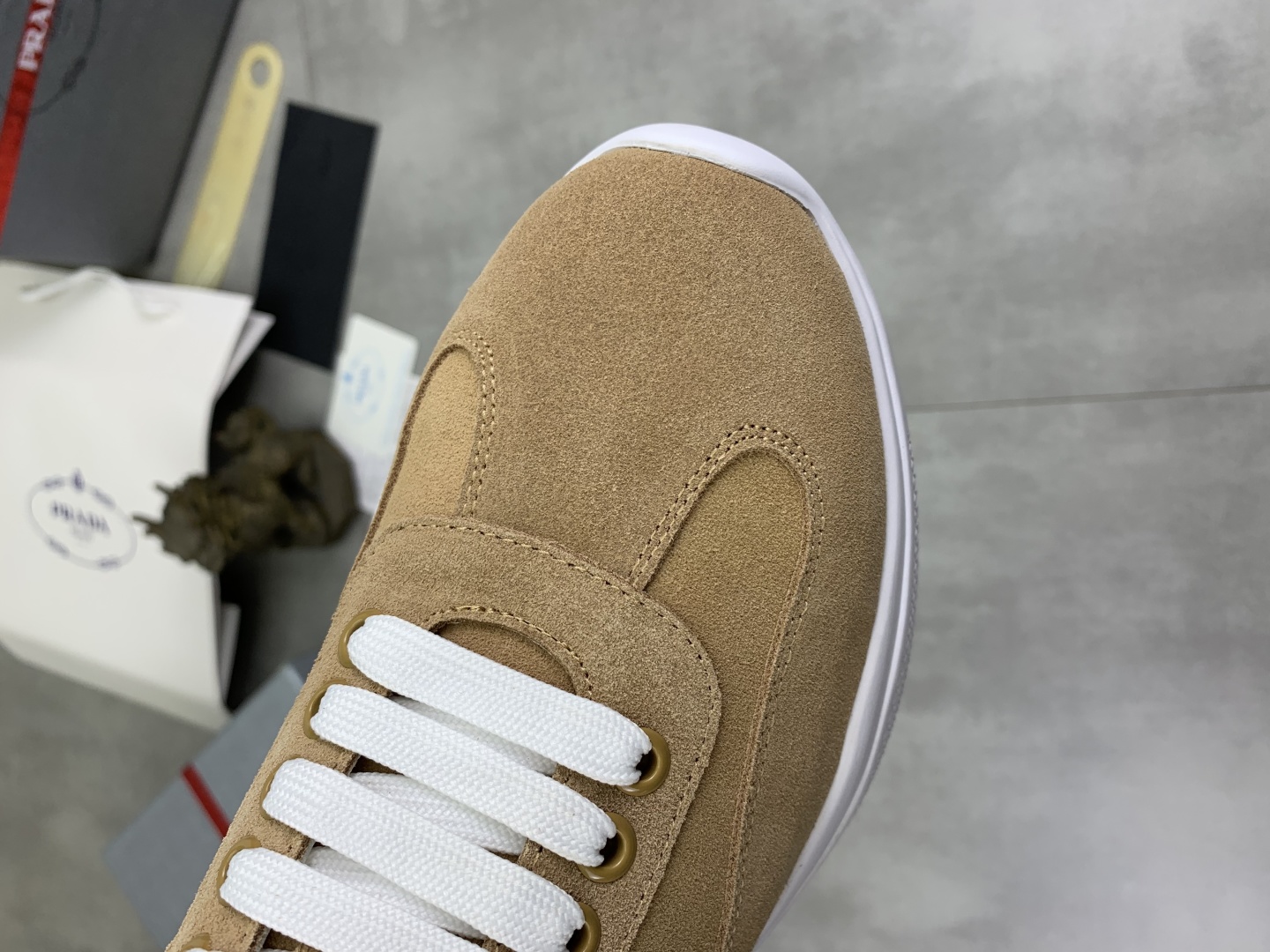 Prada Men's Suede Leather Lace-Up Sneakers in Tan - Italian Craftsmanship 6 cmp i1742657026922 9414 0 4