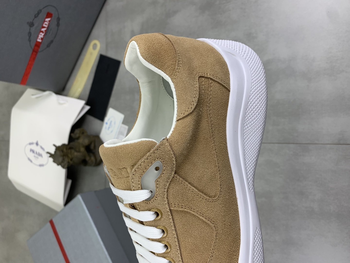 Prada Men's Suede Leather Lace-Up Sneakers in Tan - Italian Craftsmanship 8 cmp i1742657026977 5237 0 6