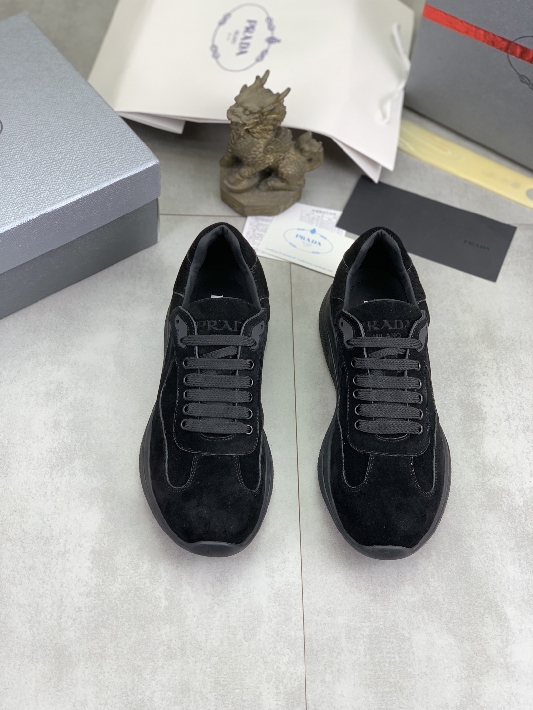 Prada Men's Classic Suede Leather Lace-Up Sneakers Black 3 cmp i1742657063383 7417 0 1