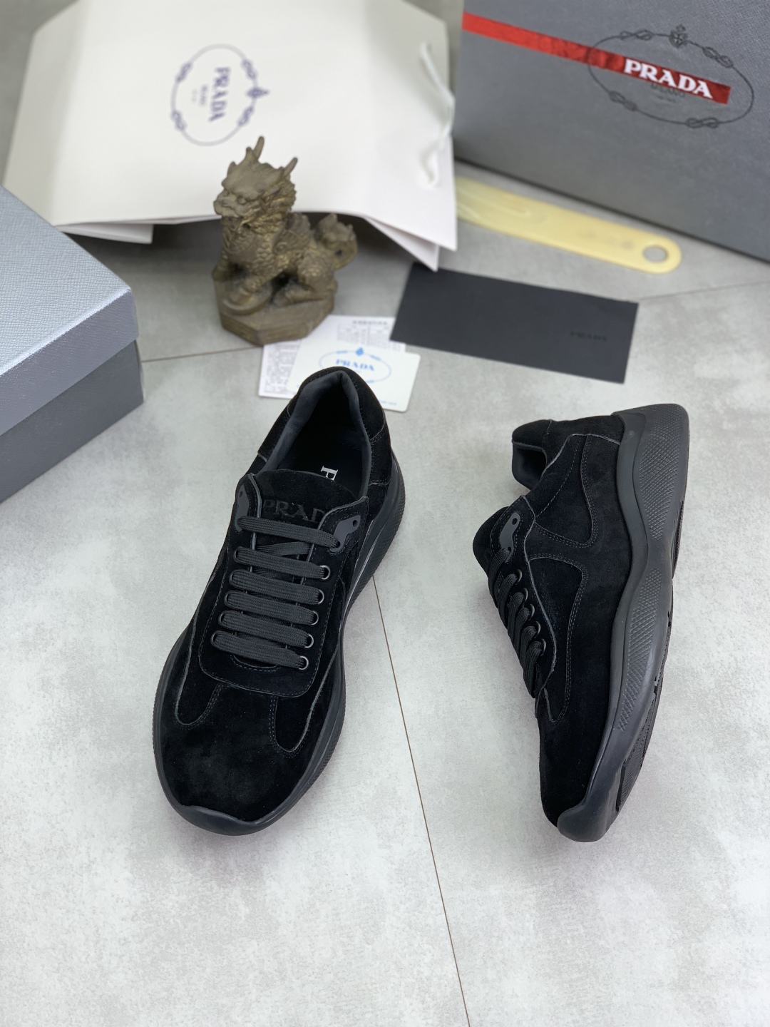 Prada Men's Classic Suede Leather Lace-Up Sneakers Black 4 cmp i1742657084086 5643 0 2