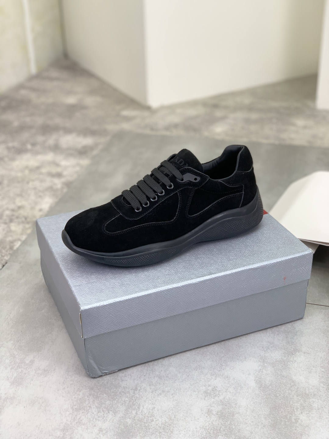 Prada Men's Classic Suede Leather Lace-Up Sneakers Black 5 cmp i1742657084086 6663 0 3