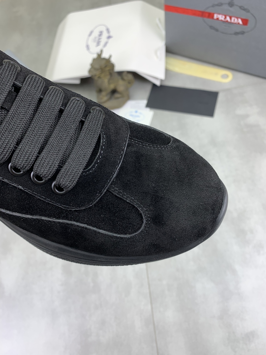 Prada Men's Classic Suede Leather Lace-Up Sneakers Black 6 cmp i1742657085615 209 0 4