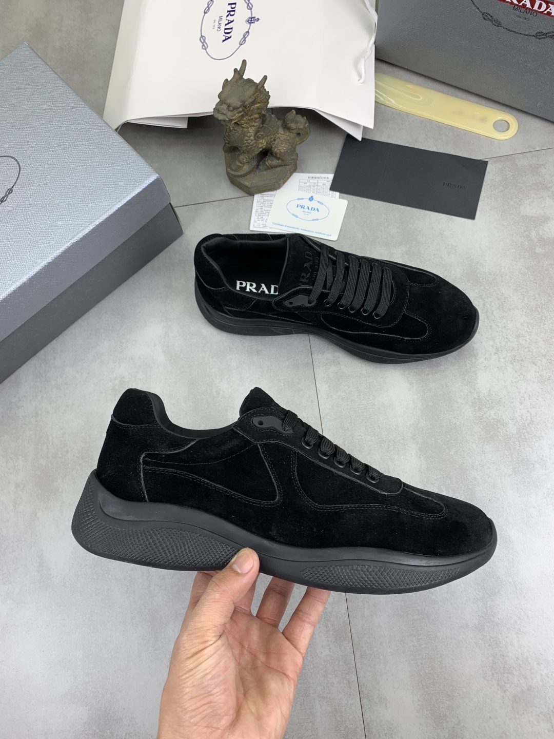 Prada Men's Classic Suede Leather Lace-Up Sneakers Black 7 cmp i1742657085650 2970 0 5