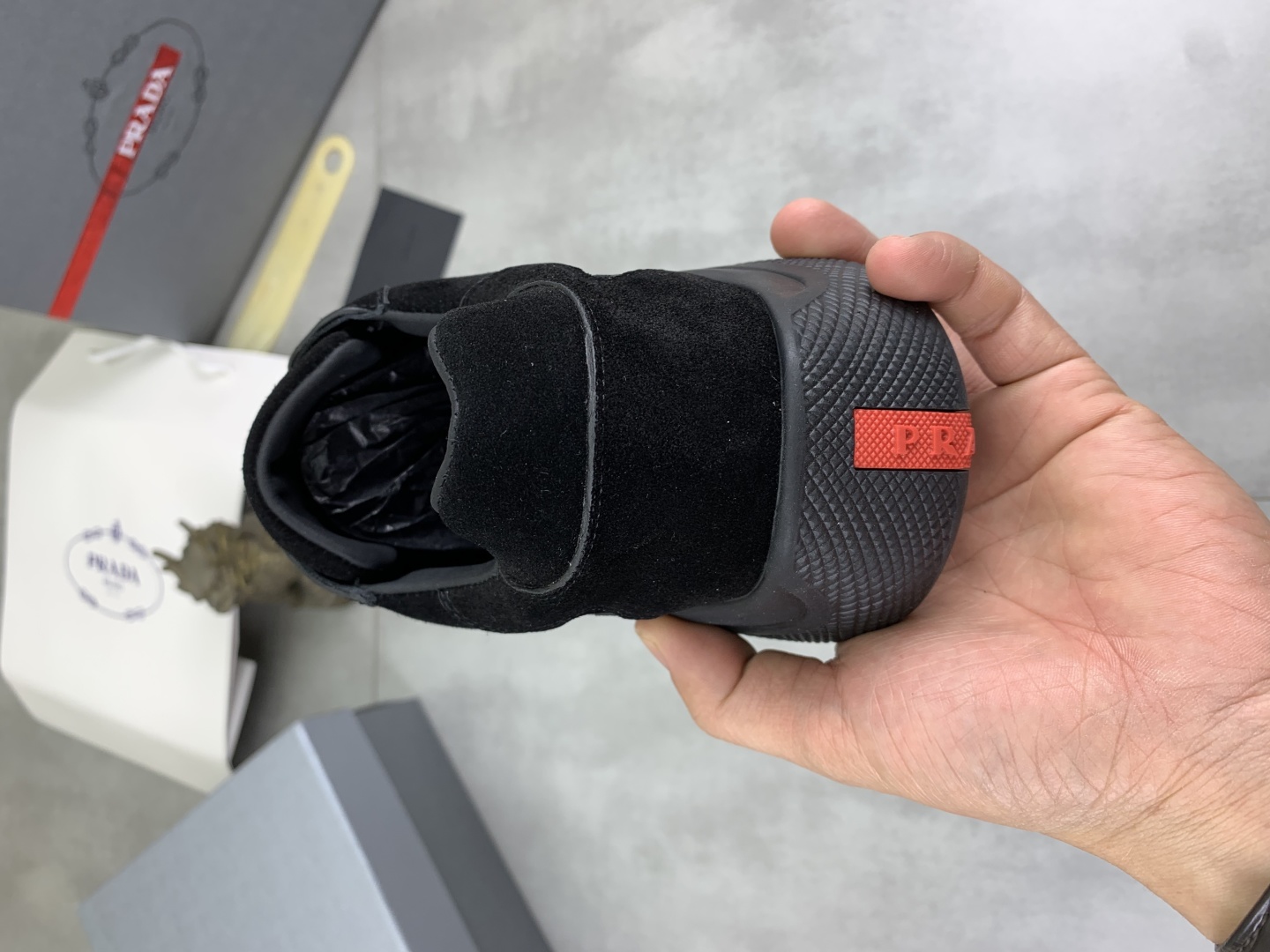 Prada Men's Classic Suede Leather Lace-Up Sneakers Black 9 cmp i1742657103431 6706 0 7