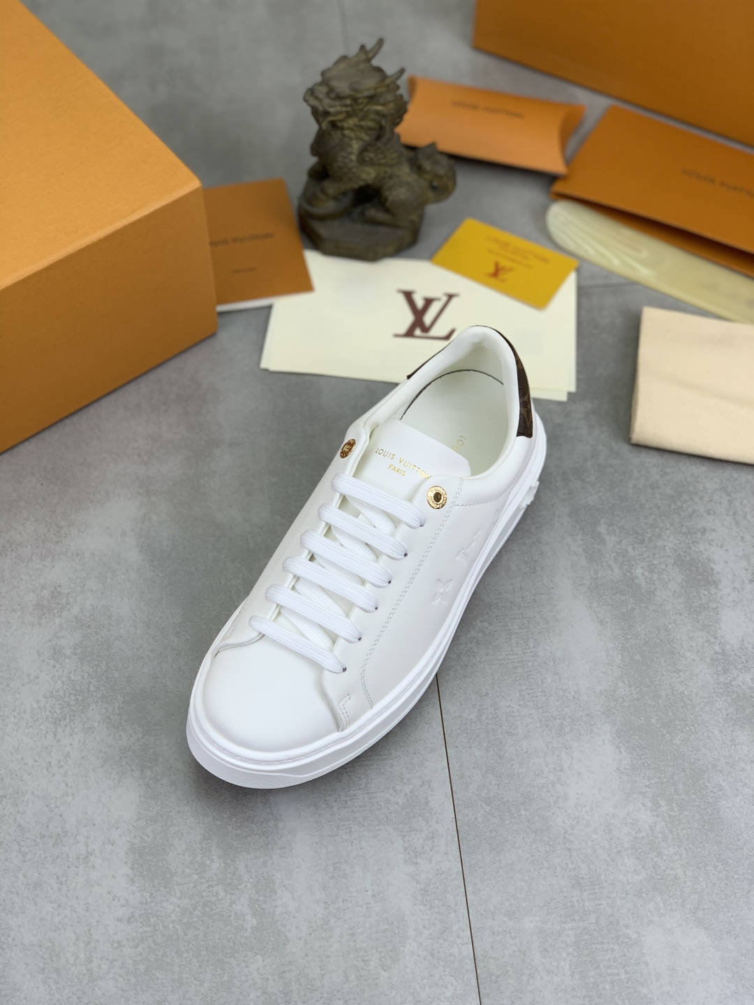 Louis Vuitton Time Out Sneakers White Canvas Monogram Women Shoes 5 cmp i1743268616679 7815 0 3