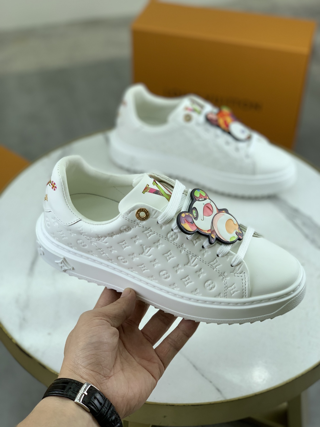 Louis Vuitton Time Out White Leather Sneakers With Monogram Flower Details 4 cmp i1743268756422 7726 0 2