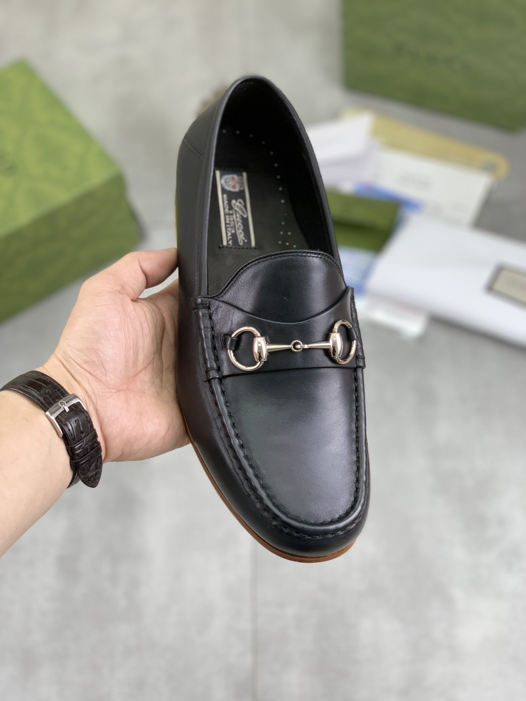 Gucci Men's Black Leather Loafers with Horsebit Detail - Sizes 38-44 1 Gucci Men's Black Leather Loafers with Horsebit Detail - Sizes 38-44