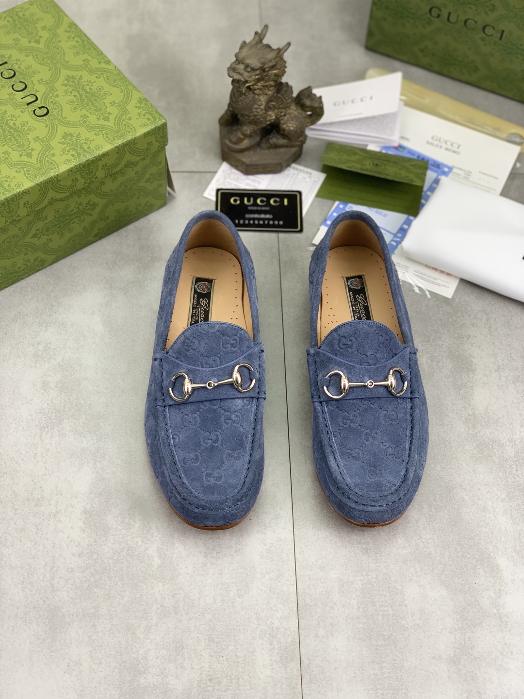 Gucci Men's Blue Suede Loafers with Horsebit Detail, Sizes 38-44 3 cmp i1743415981202 6001 0 1