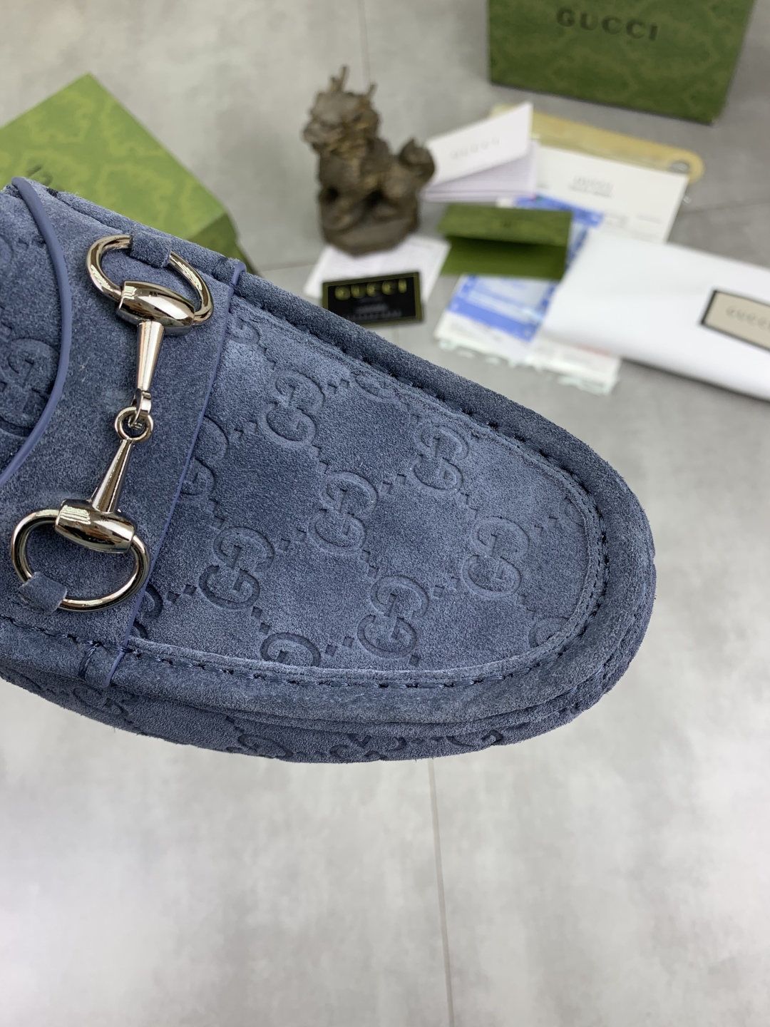 Gucci Men's Blue Suede Loafers with Horsebit Detail, Sizes 38-44 6 cmp i1743415982195 6354 0 4