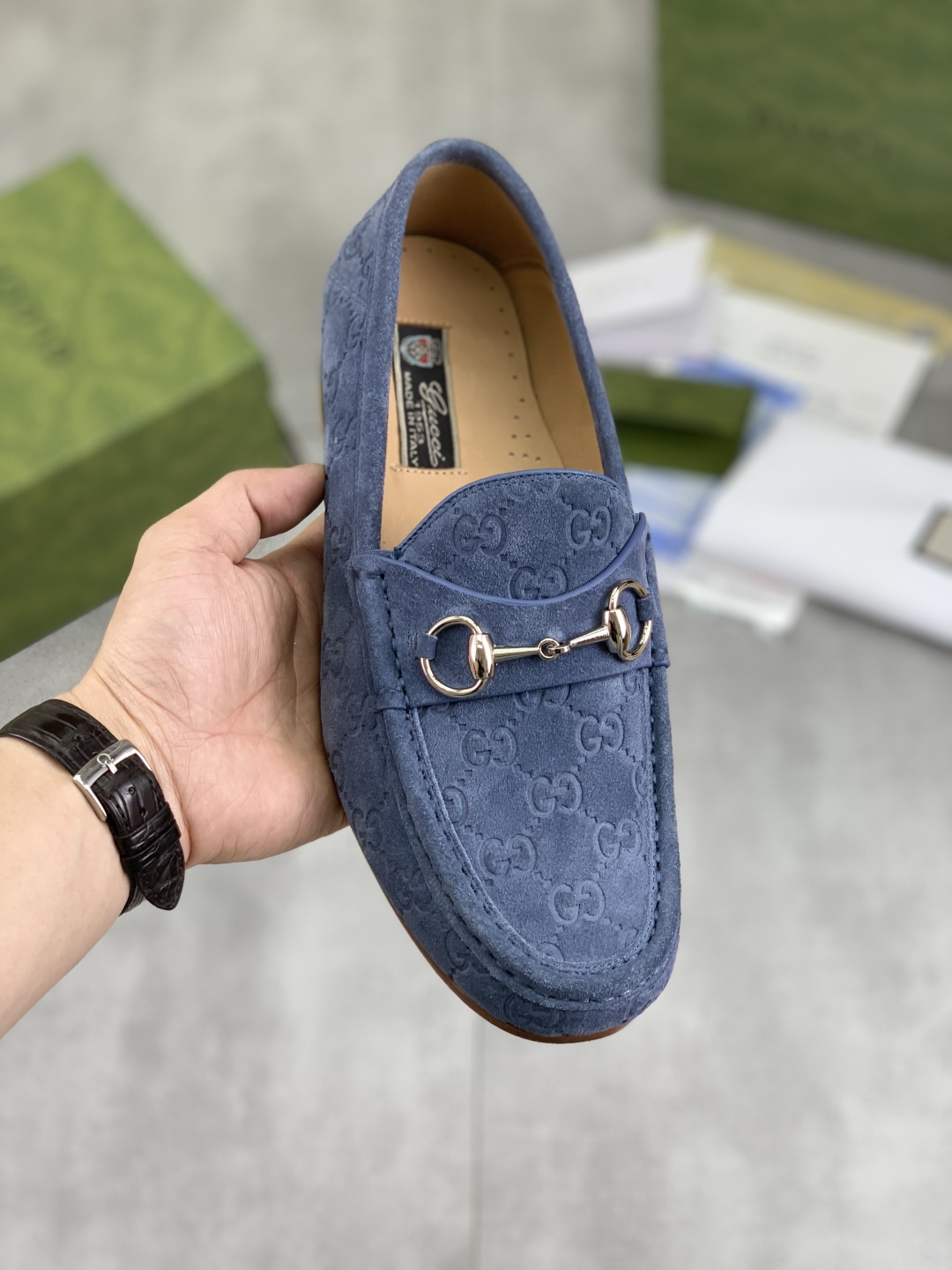 Gucci Men's Blue Suede Loafers with Horsebit Detail, Sizes 38-44 2 cmp i1743415990827 4092 0 0