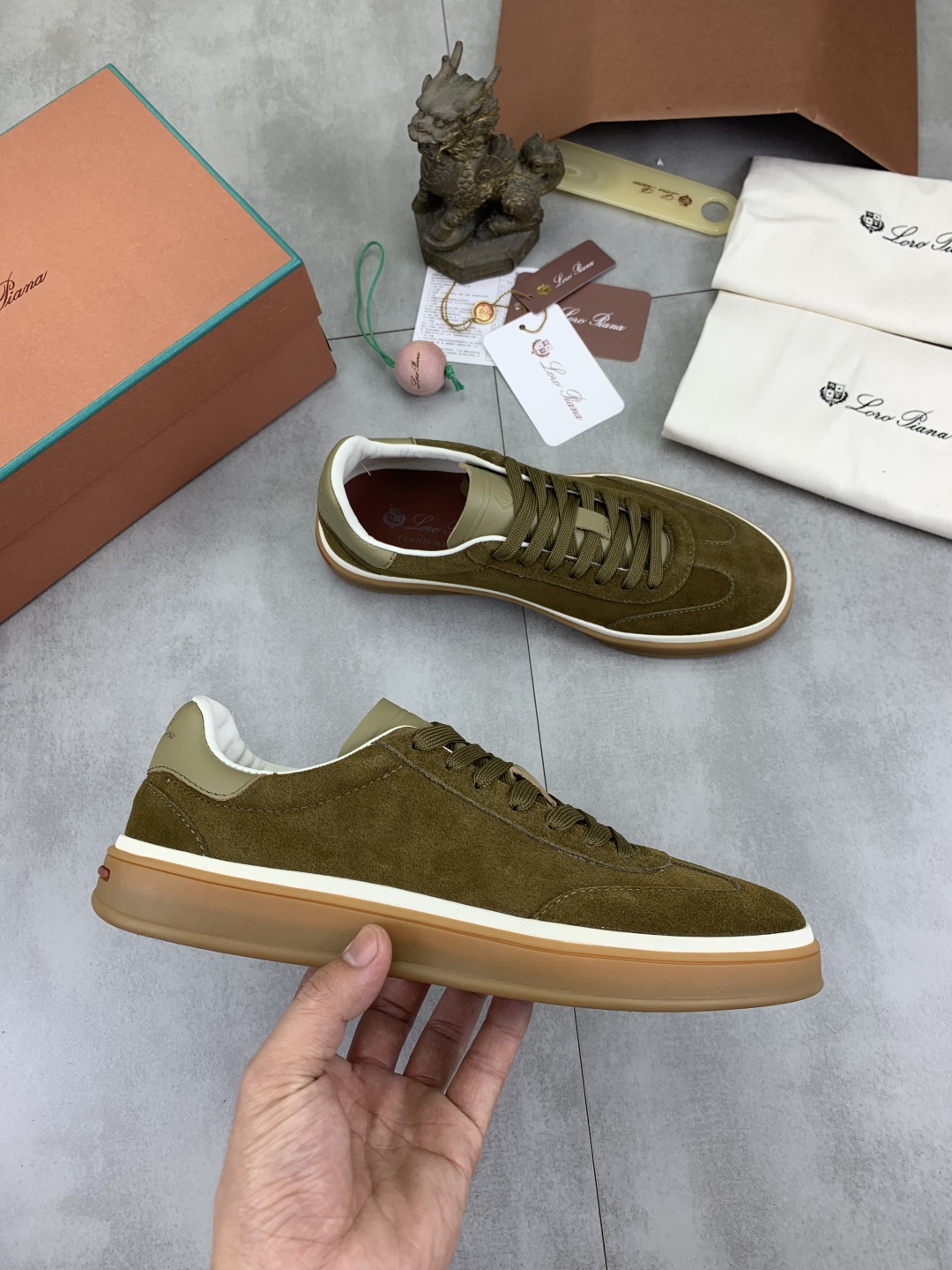 Loro Piana Men's Suede Leather Sneakers Lace-Up Casual Shoes 7 cmp i1744902894004 1681 0 5