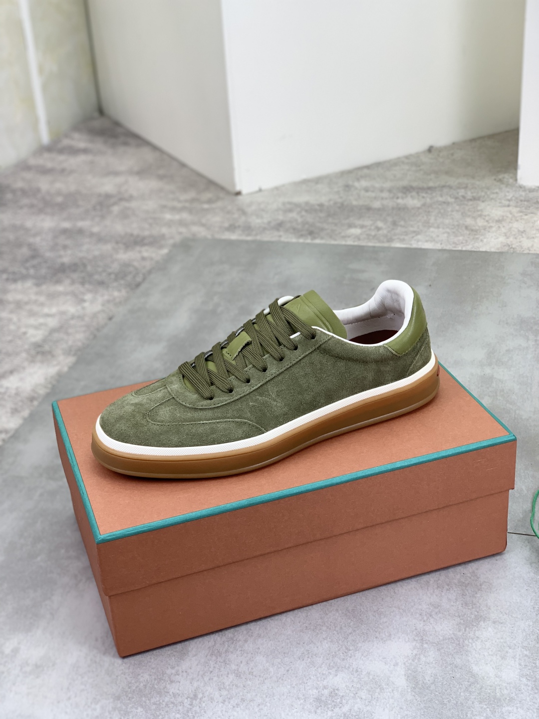 Loro Piana Men's Suede Leather Sneakers - Olive Green, Sizes 38-45 5 cmp i1744902910961 1403 0 3