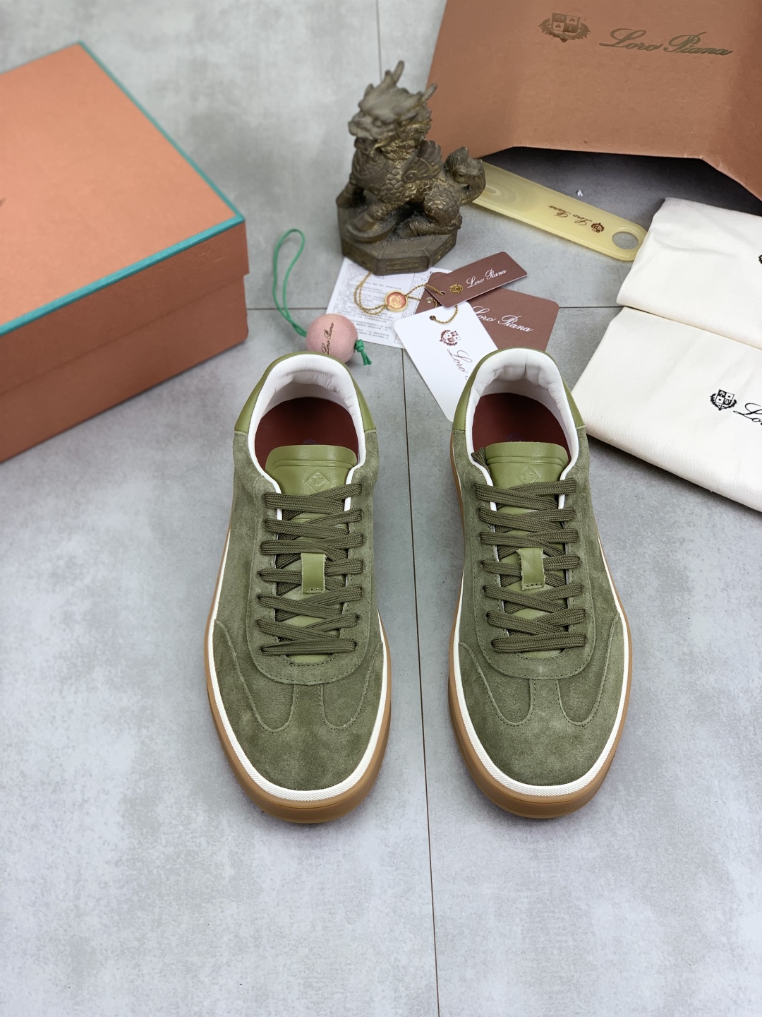 Loro Piana Men's Suede Leather Sneakers - Olive Green, Sizes 38-45 3 cmp i1744902919136 9422 0 1