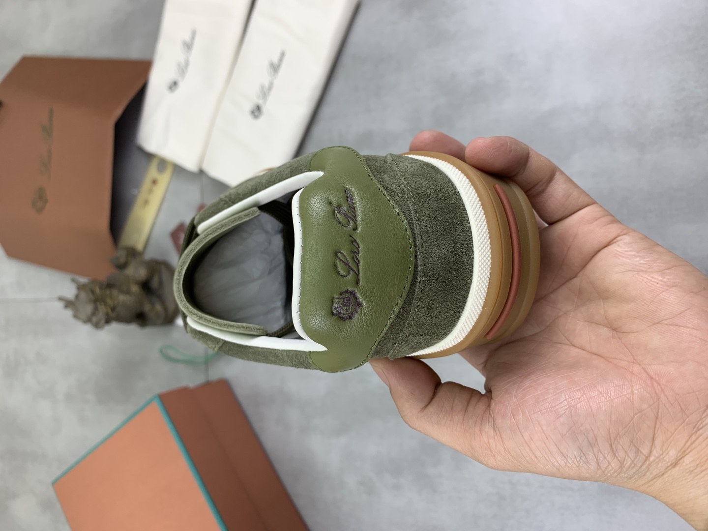 Loro Piana Men's Suede Leather Sneakers - Olive Green, Sizes 38-45 9 cmp i1744902920311 9677 0 7