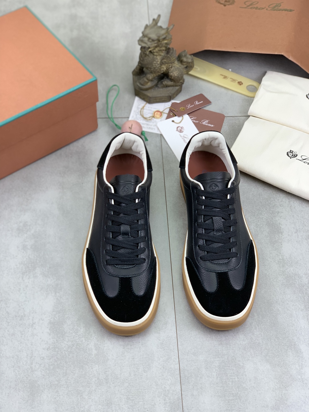 Loro Piana Men's Black Leather and Suede Sneakers - Sizes 38-45 Available 3 cmp i1744903006245 7063 0 1