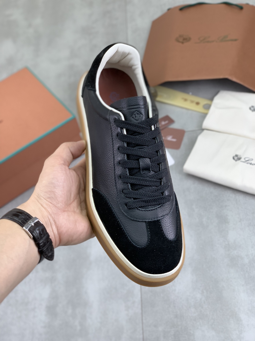 Loro Piana Men's Black Leather and Suede Sneakers - Sizes 38-45 Available 2 cmp i1744903006246 3612 0 0
